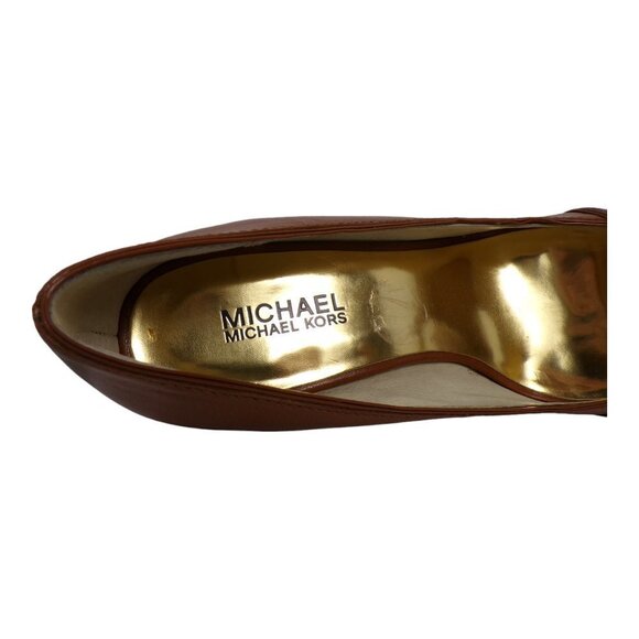 Michael Kors Peep Toe Platform Heels Gold Est 1981 Nameplate Sz 8.5M #596 - Picture 12 of 14